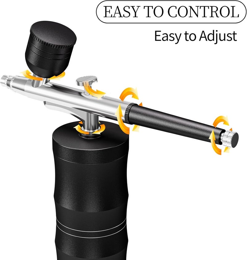 CBVCBV Airbrush Kit with Compressor Portable Airbrush Kit 48PSI High-Pressure Non-Clogging Air Brush Set Cordless Rechargeable with 0.3mm Nozzle and Cleaning Brush for Painting,Nail Art, Makeup (Black) - Image 2